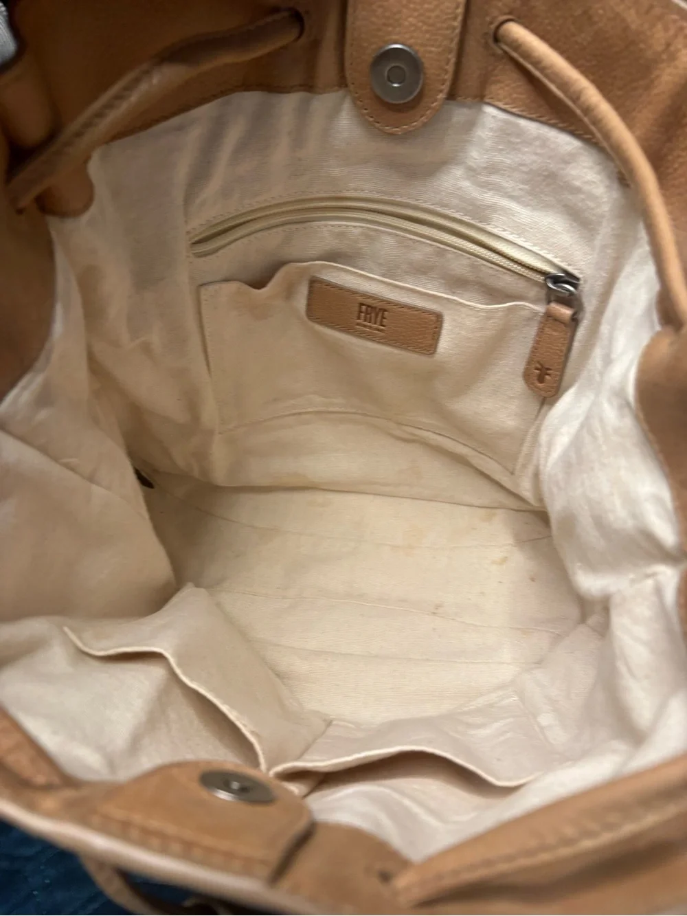 Frye Joy Camel Leather Convertible Drawstring Backpack